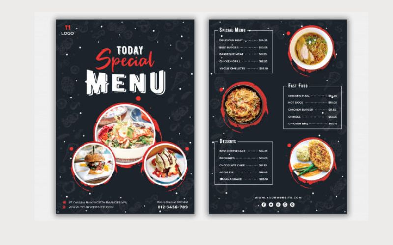 Kích thước menu đặc biệt
